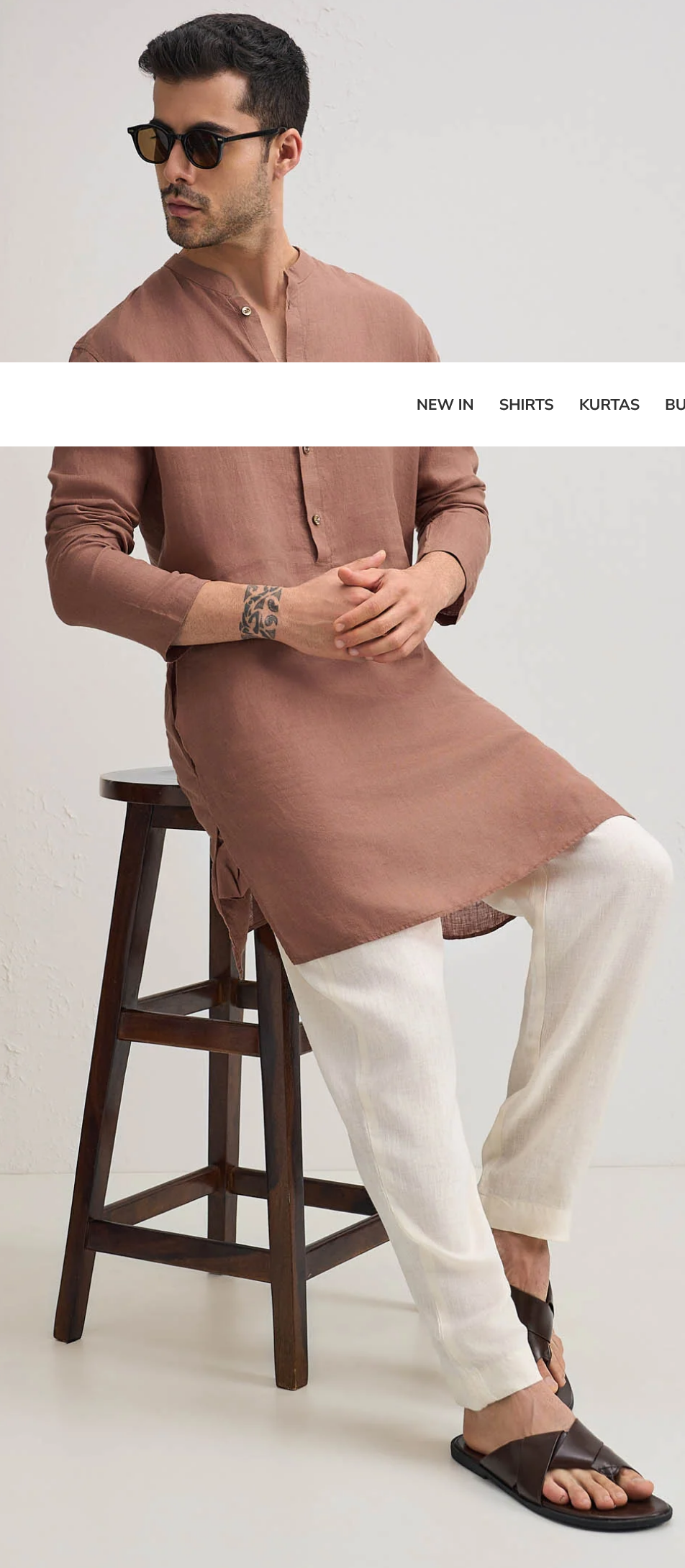 Irish Linen Kurta - Mocha(Brown)
