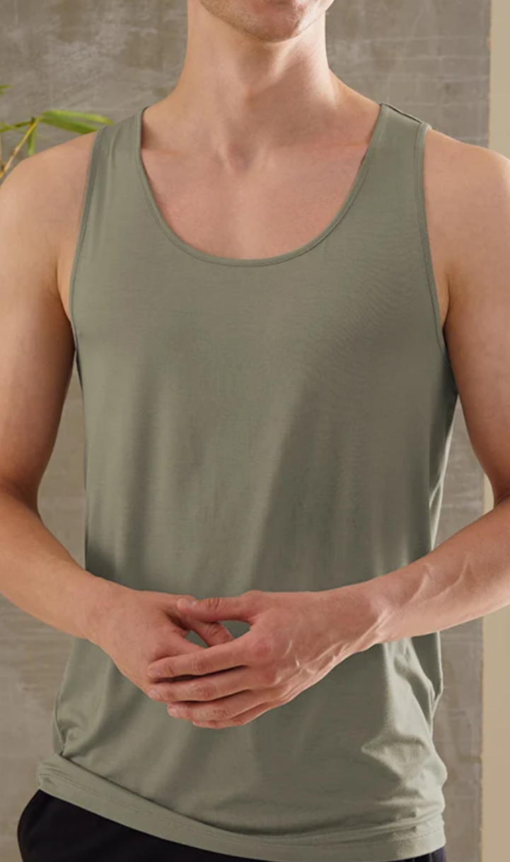 Neo-Skin Bamboo Vest Round Neck Dusty Olive