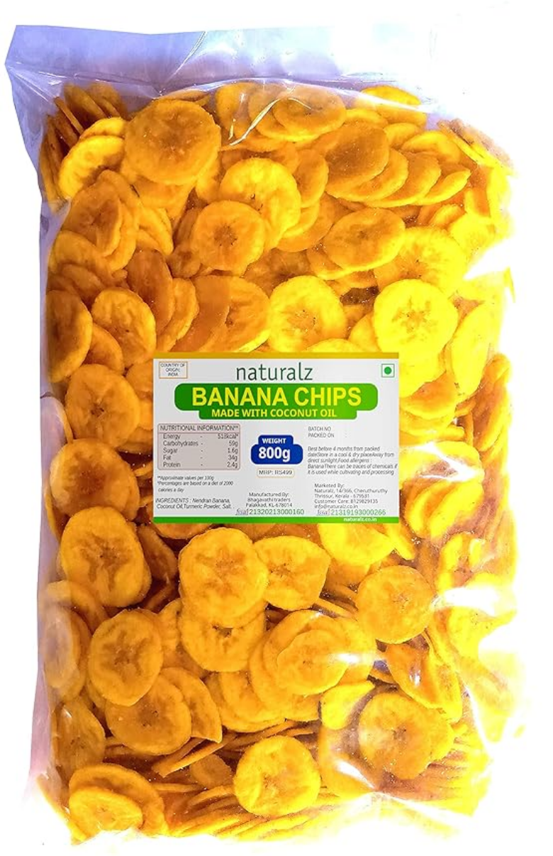 Naturalz Banana Chips, Kerala Style, (800g, Coconut Oil)