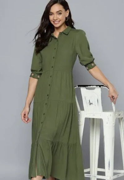 Mast & Harbour Solid Tiered Shirt Dress